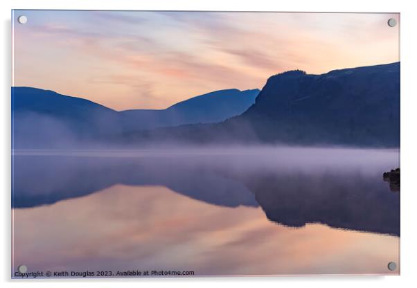 Morning mist on Derwent Water Acrylic by Keith Douglas