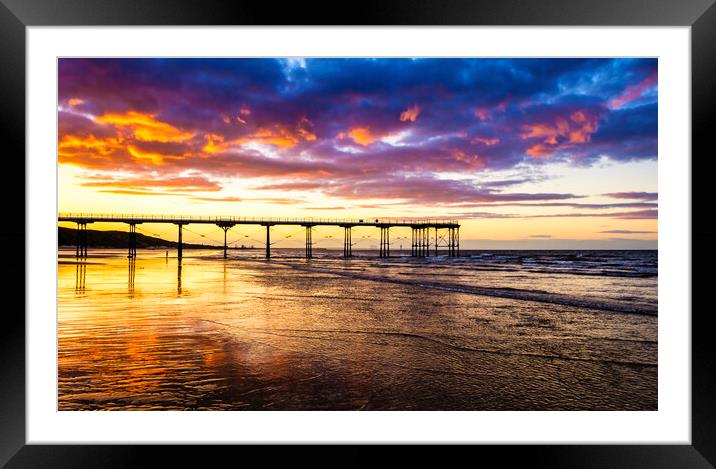 Burning Sunset: Saltbun by the Sea Framed Mounted Print by Tim Hill