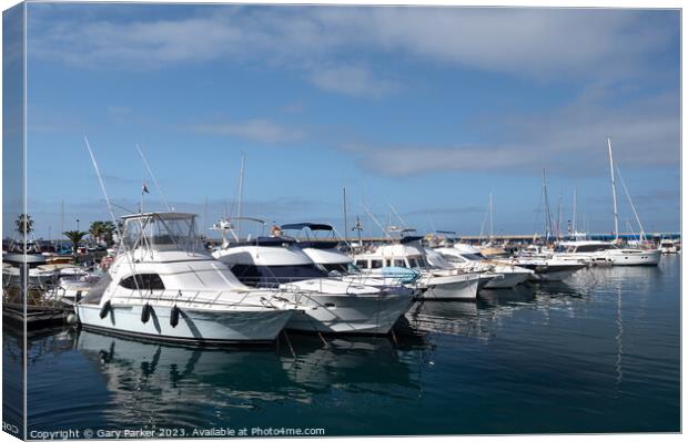 Boats and yachts in a harbour in Tenerife Canvas Print by Gary Parker