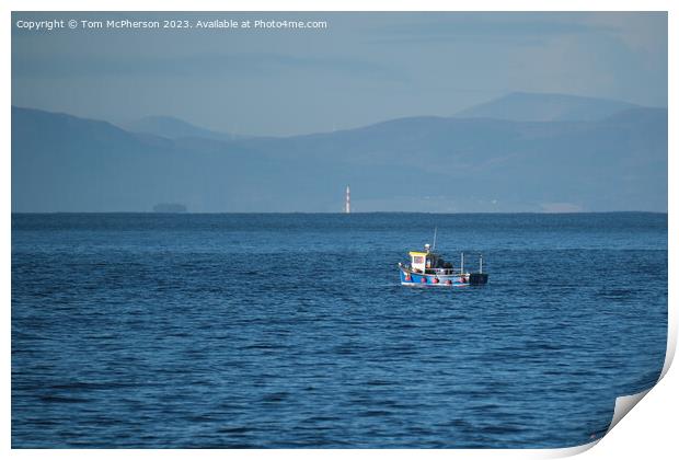 Lone Fishing Boat on the Moray Firth Print by Tom McPherson