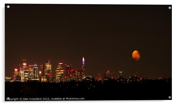 London Moonrise Acrylic by Alan Crossland