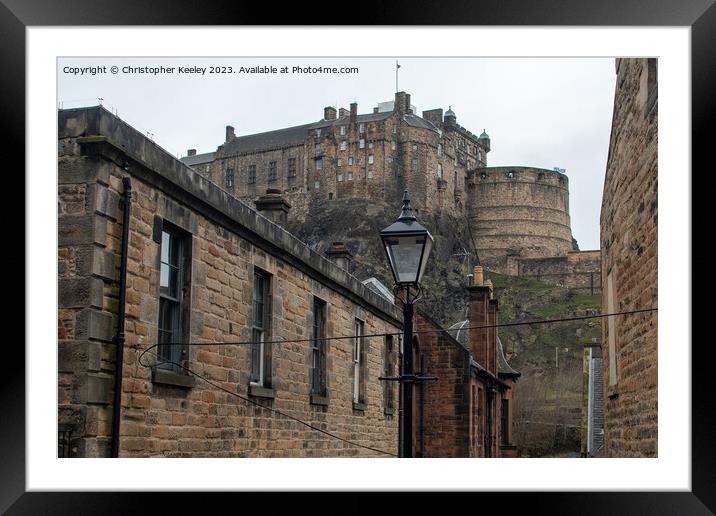 Edinburgh Castle from The Vennel Framed Mounted Print by Christopher Keeley