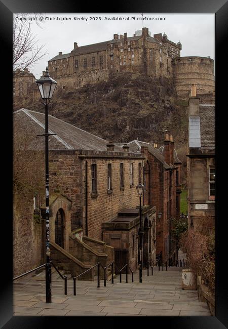 The Vennel views of Edinburgh Castle Framed Print by Christopher Keeley