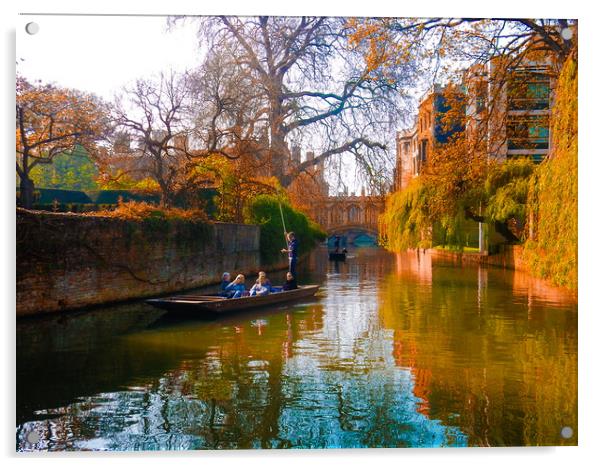 Punt on the River Cam Acrylic by Simon Hill