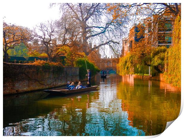 Punt on the River Cam Print by Simon Hill