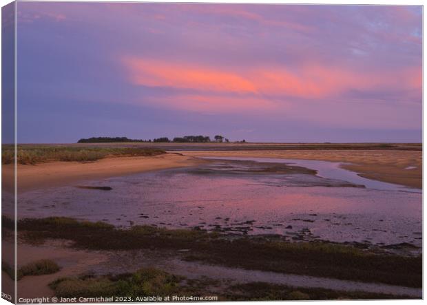 Stunning Sunset Skies over Wells Next the Sea Estuary Canvas Print by Janet Carmichael