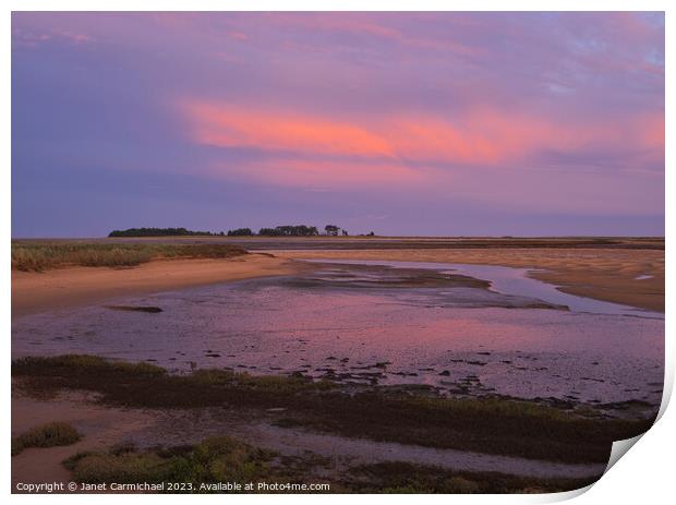 Stunning Sunset Skies over Wells Next the Sea Estuary Print by Janet Carmichael