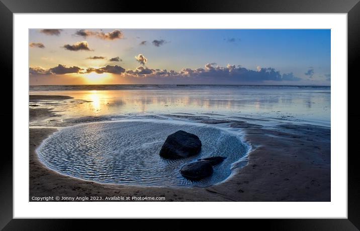 Wind on water with sun setting  Framed Mounted Print by Jonny Angle