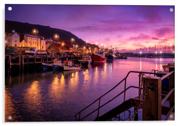 Dawn at Scarborough Harbour Acrylic by Tim Hill