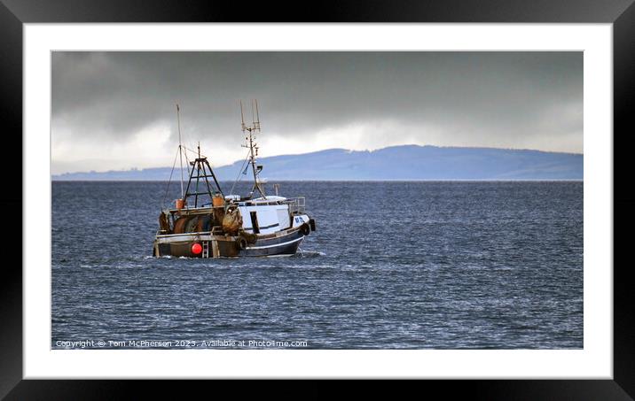 lone fishing boat on the Moray Firth Framed Mounted Print by Tom McPherson