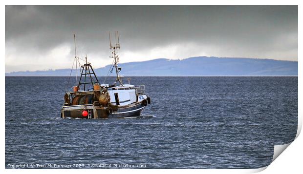 lone fishing boat on the Moray Firth Print by Tom McPherson