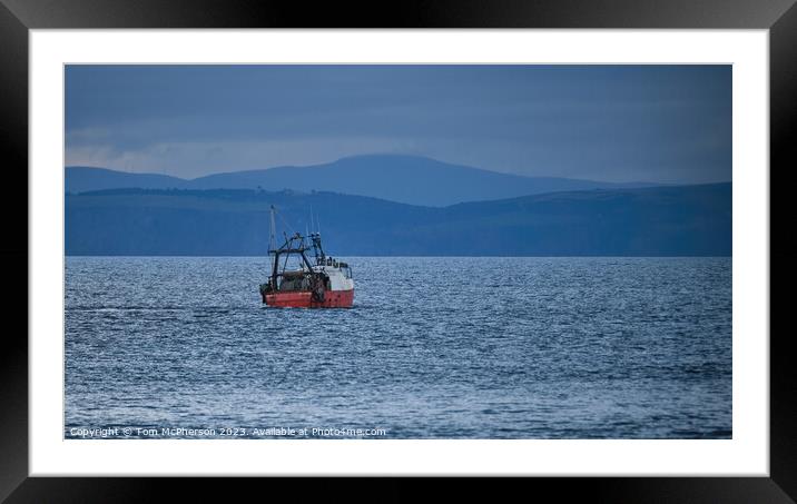 lone fishing boat on the Moray Firth Framed Mounted Print by Tom McPherson
