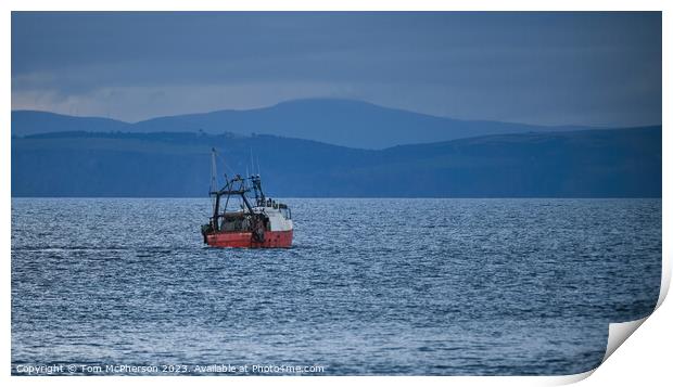 lone fishing boat on the Moray Firth Print by Tom McPherson