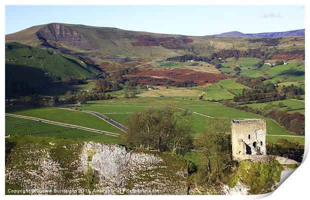 Peveril Castle And Mam Tor. Hope Valley. Print by Darren Burroughs