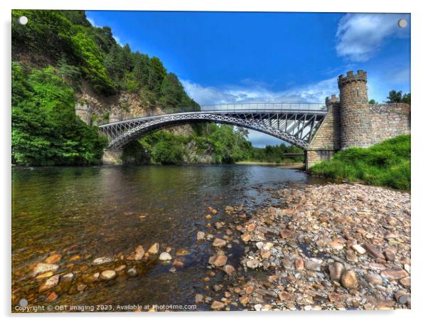 Craigellachie Bridge River Spey Morayshire Thomas Telford 1814 Acrylic by OBT imaging