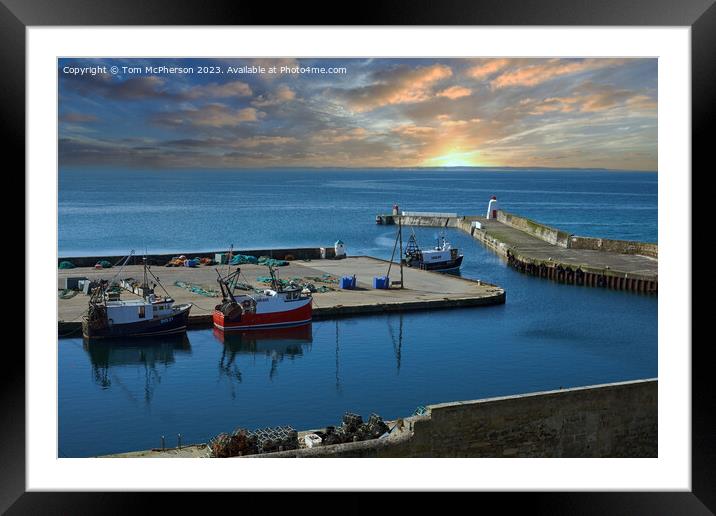 Burghead Harbour Entrance and Pier Framed Mounted Print by Tom McPherson
