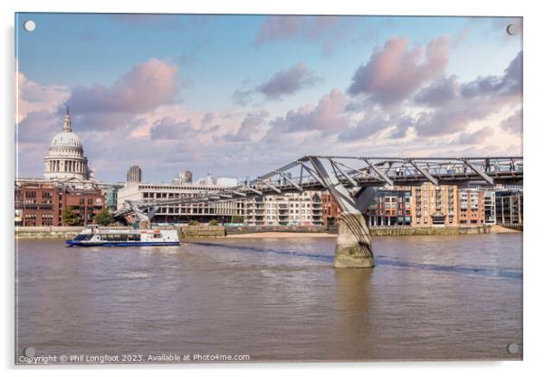 Millennium Bridge, London Acrylic by Phil Longfoot