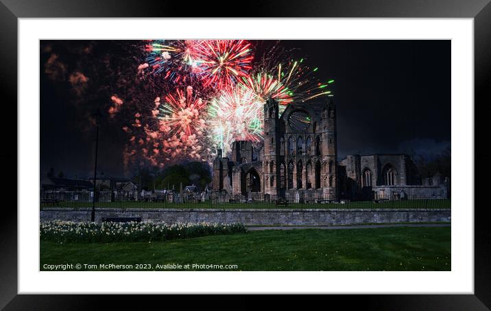 Fireworks over Elgin Cathedral Framed Mounted Print by Tom McPherson