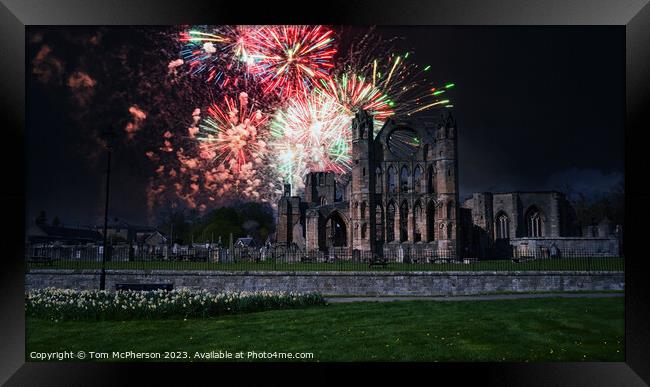 Fireworks over Elgin Cathedral Framed Print by Tom McPherson
