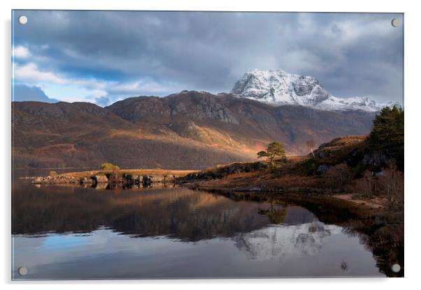 Slioch and Loch Maree Acrylic by Derek Beattie