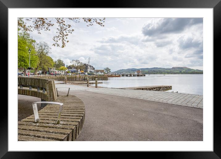 Curved bench overlooking the Ambleside waterfront Framed Mounted Print by Jason Wells