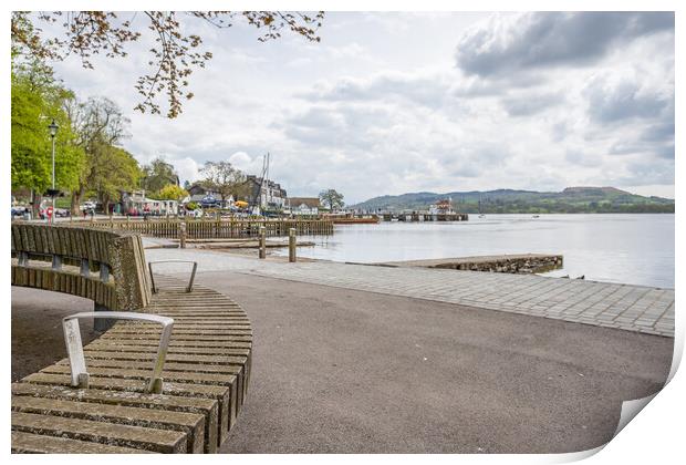 Curved bench overlooking the Ambleside waterfront Print by Jason Wells
