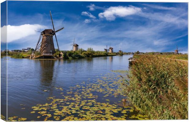 Windmill in Kinderdijk, Holland Canvas Print by Olga Peddi