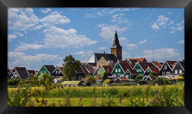 Panorama of Traditional dutch Village with colorfu Framed Print by Olga Peddi