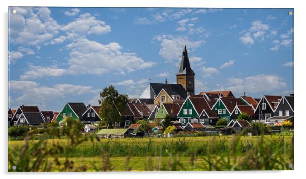 Panorama of Traditional dutch Village with colorfu Acrylic by Olga Peddi