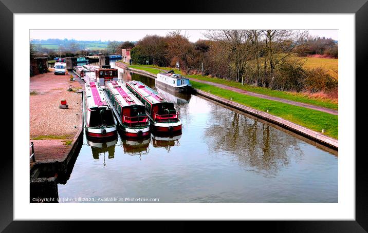 Barges and narrow boats berthed . Framed Mounted Print by john hill