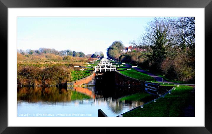 Caen hill canal locks, Devizes, Wiltshire, UK. Framed Mounted Print by john hill