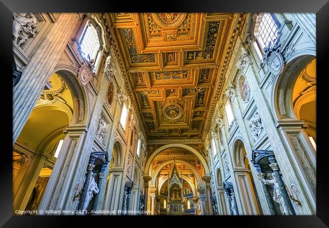 Altar Basilica Saint John Lateran Cathedral Rome Italy Framed Print by William Perry