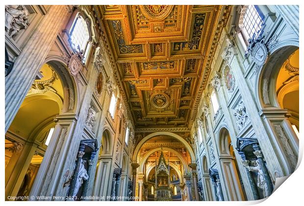 Altar Basilica Saint John Lateran Cathedral Rome Italy Print by William Perry