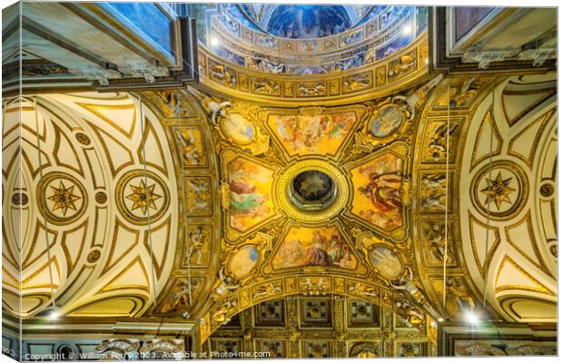 Ceiling Basilica Santa Maria Maggiore Rome Italy Canvas Print by William Perry