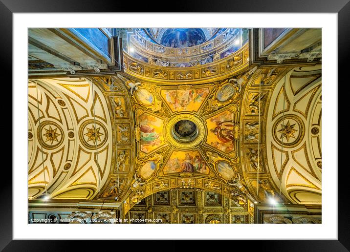 Ceiling Basilica Santa Maria Maggiore Rome Italy Framed Mounted Print by William Perry
