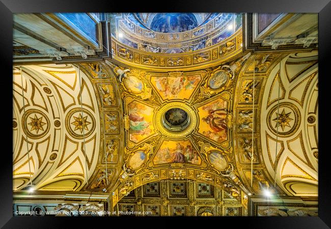 Ceiling Basilica Santa Maria Maggiore Rome Italy Framed Print by William Perry