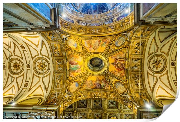Ceiling Basilica Santa Maria Maggiore Rome Italy Print by William Perry