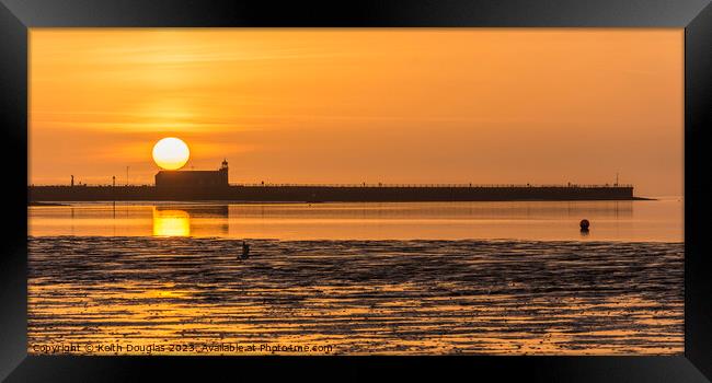 Sunset over the Morecambe Stone Jetty Framed Print by Keith Douglas