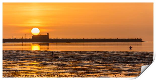 Sunset over the Morecambe Stone Jetty Print by Keith Douglas