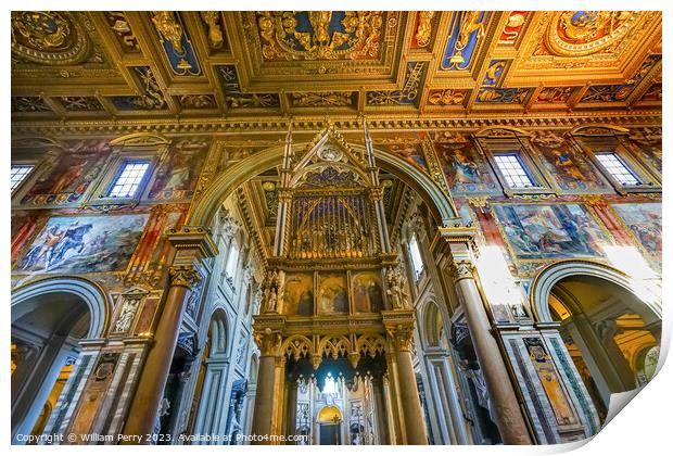 Altar Ciborium Basilica Saint John Lateran Cathedral Rome Italy Print by William Perry