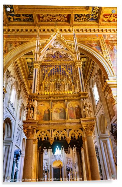 Ciborium Basilica Saint John Lateran Cathedral Rome Italy Acrylic by William Perry