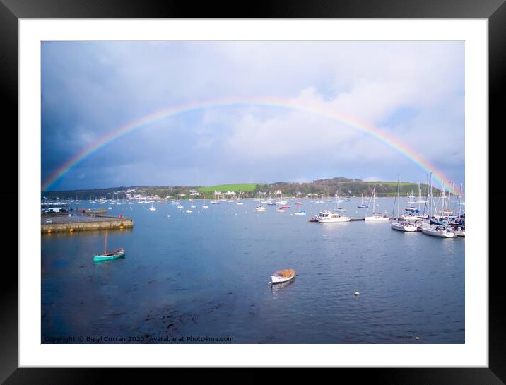 Rainbow Over Falmouth  Framed Mounted Print by Beryl Curran