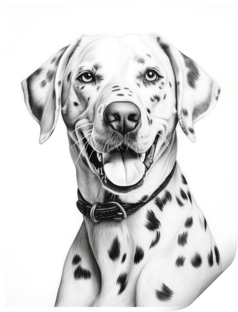 Dalmatian Pencil Drawing Print by K9 Art