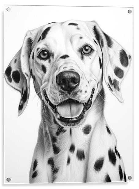Dalmatian Pencil Drawing Acrylic by K9 Art