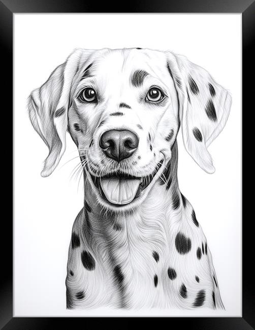 Dalmatian Pencil Drawing Framed Print by K9 Art