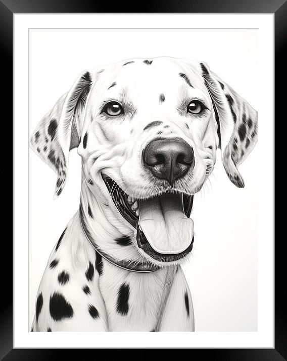 Dalmatian Pencil Drawing Framed Mounted Print by K9 Art