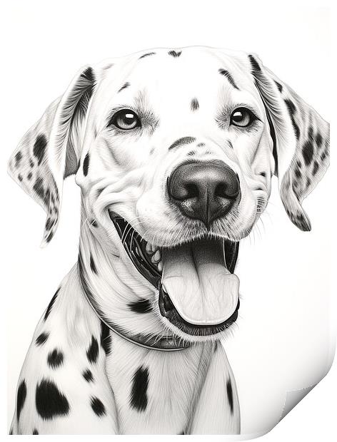 Dalmatian Pencil Drawing Print by K9 Art