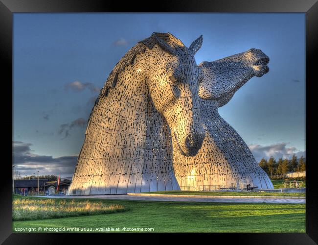 the Kelpies, Helix park, Falkirk HDR Framed Print by Photogold Prints