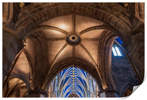 Rib and Tierceron Vault in St Giles Cathedral, Edinburgh Print by Artur Bogacki