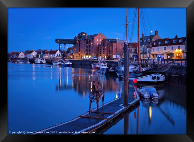 Wells Next the Sea at Night Framed Print by Janet Carmichael